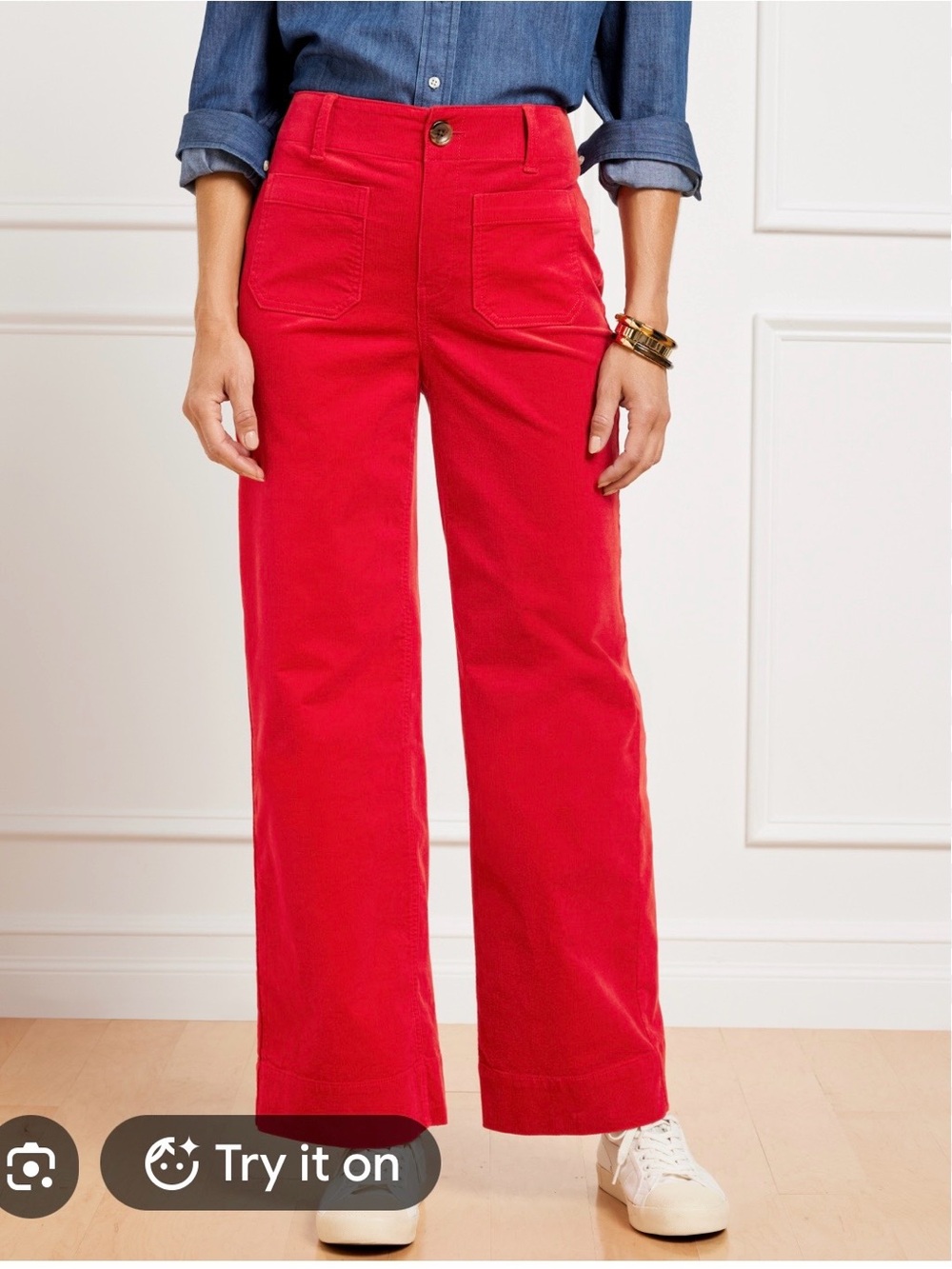 Talbots Bright Red stretch corduroy Wide-Leg Pants